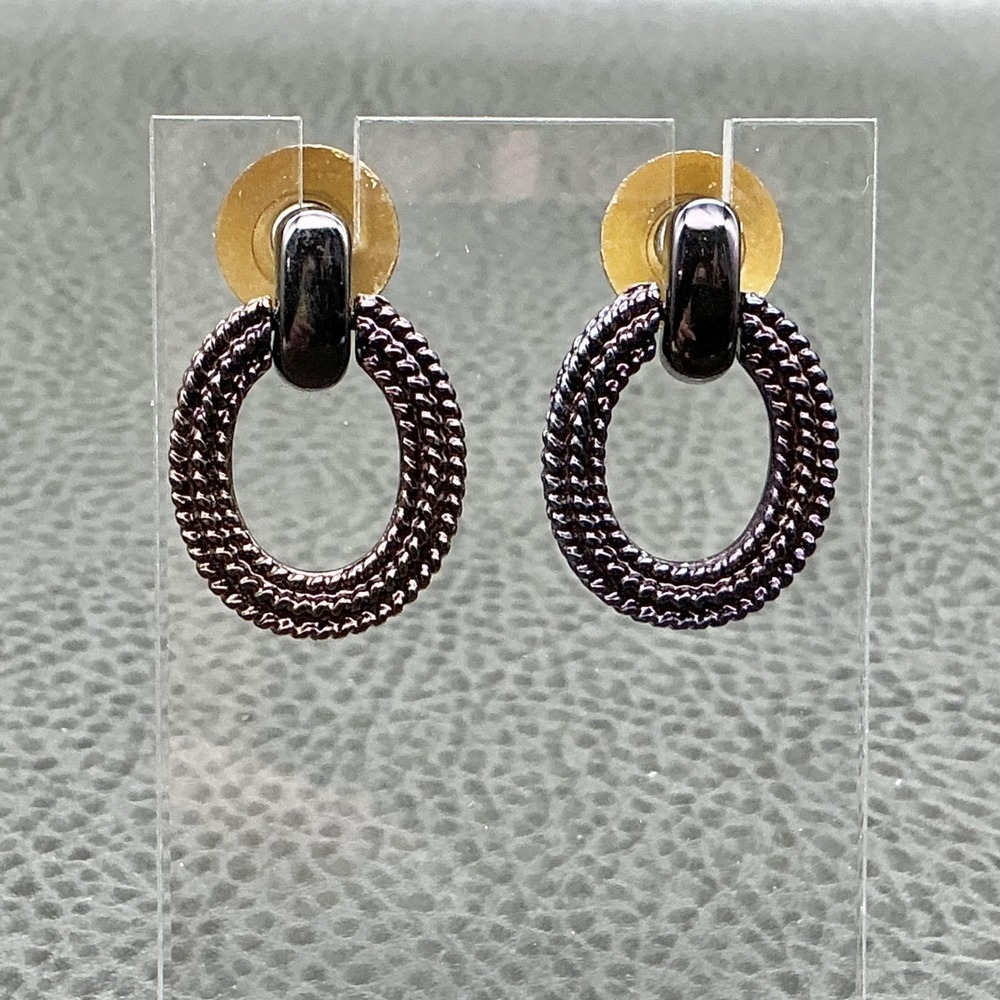 Monet Earrings Purple Iridescent Hoop Oval Textured Signed Jewelry 1.25โ Inch